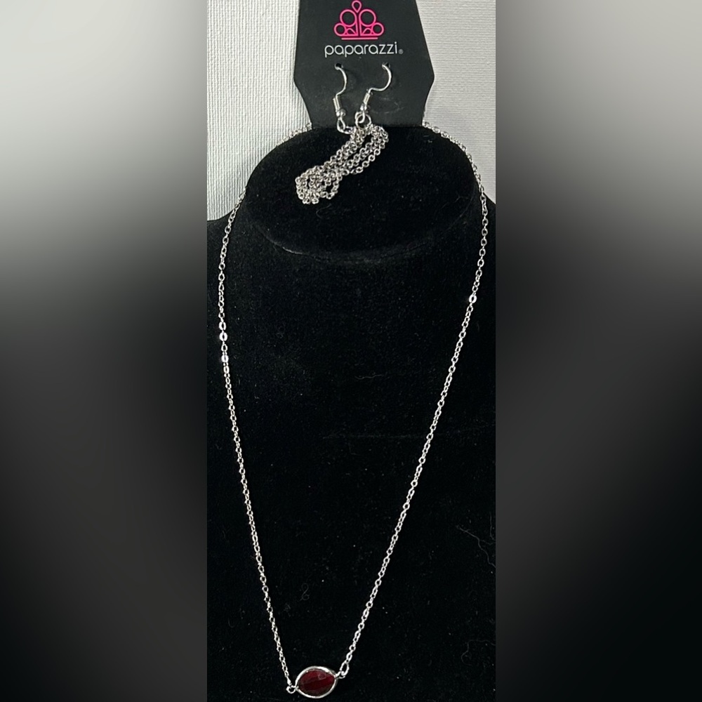 Paparazzi Silver Necklace with Red Accent